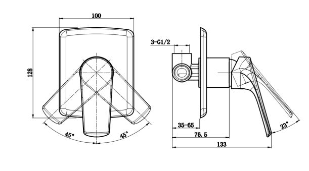 Modern Wall Mounted Concealed Shower Mixer