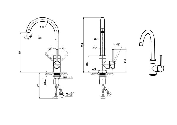 Gold Single Hole Kitchen Faucets
