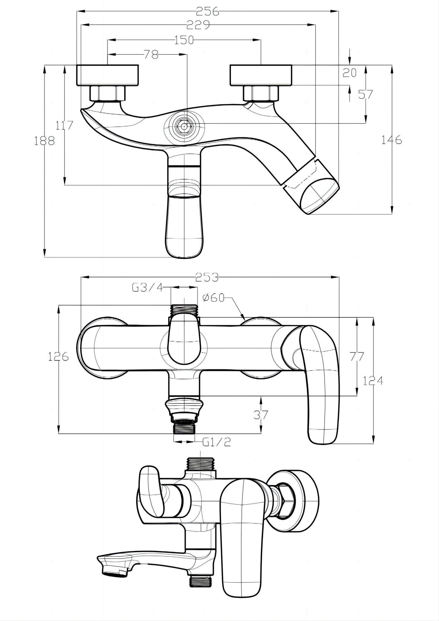 Single Handle Rain Shower Exposed Shower System