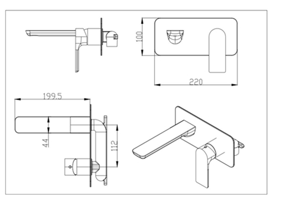 Double Color Wall Mount Bath Taps