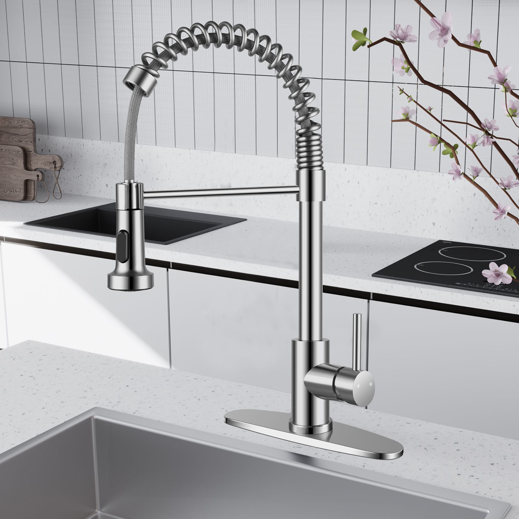 Single Handle Pull Down Sprayer Kitchen Faucet