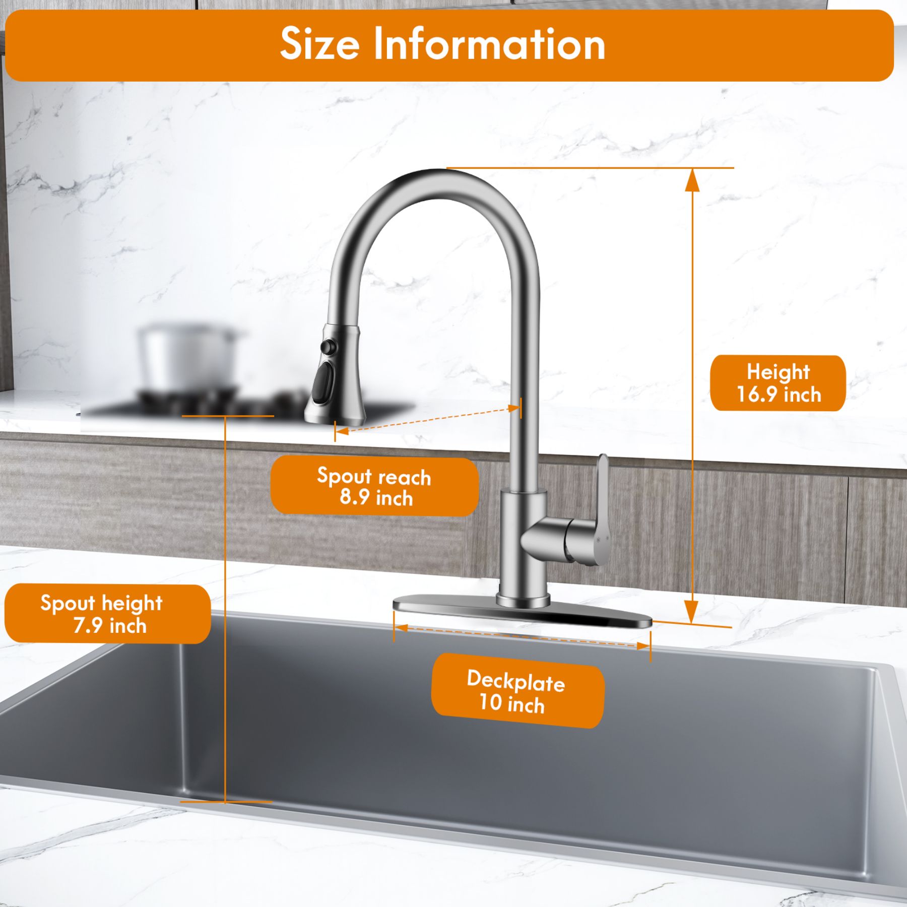 Single Handle Kitchen Faucet With Pull Down Sprayer