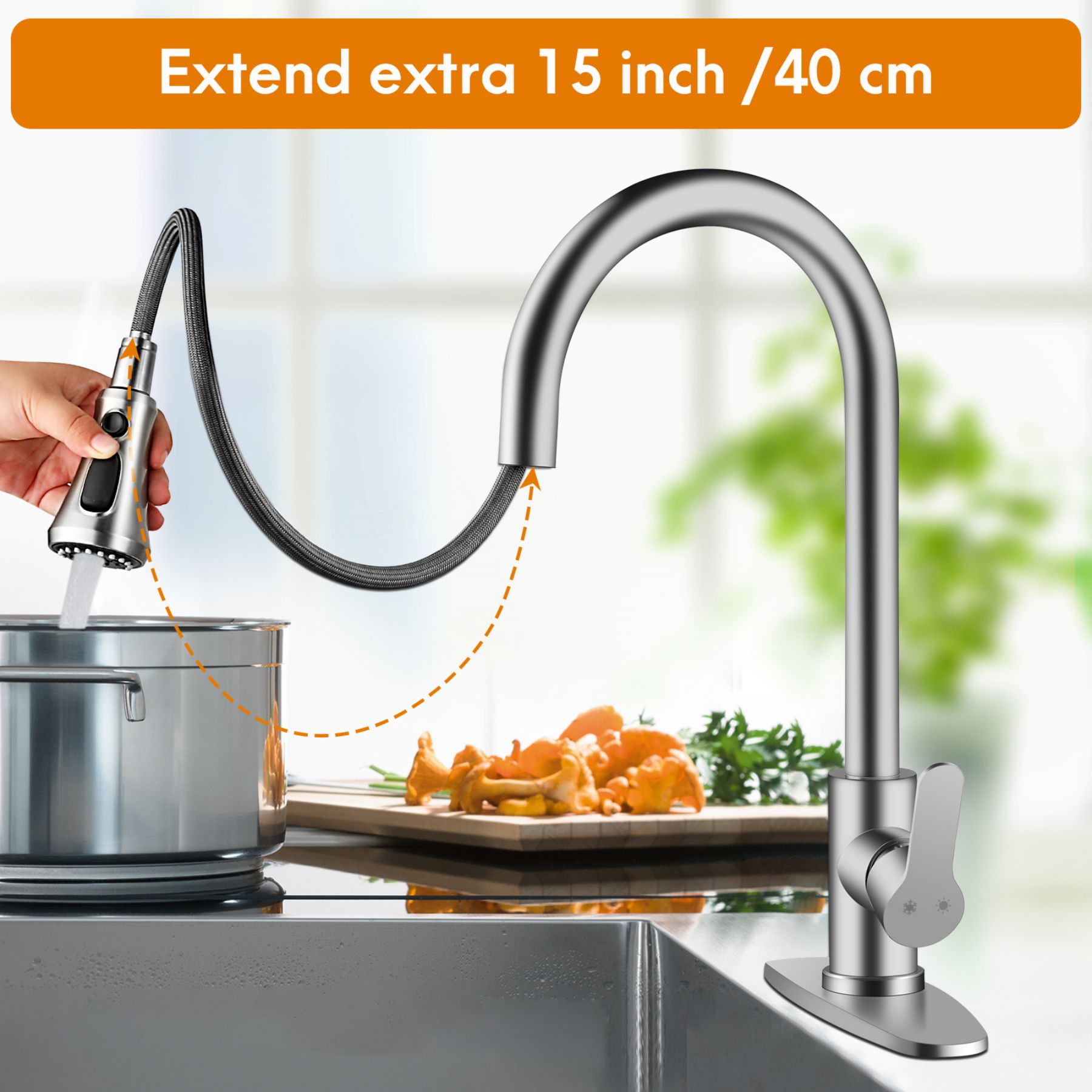 Single Handle Kitchen Faucet With Pull Down Sprayer