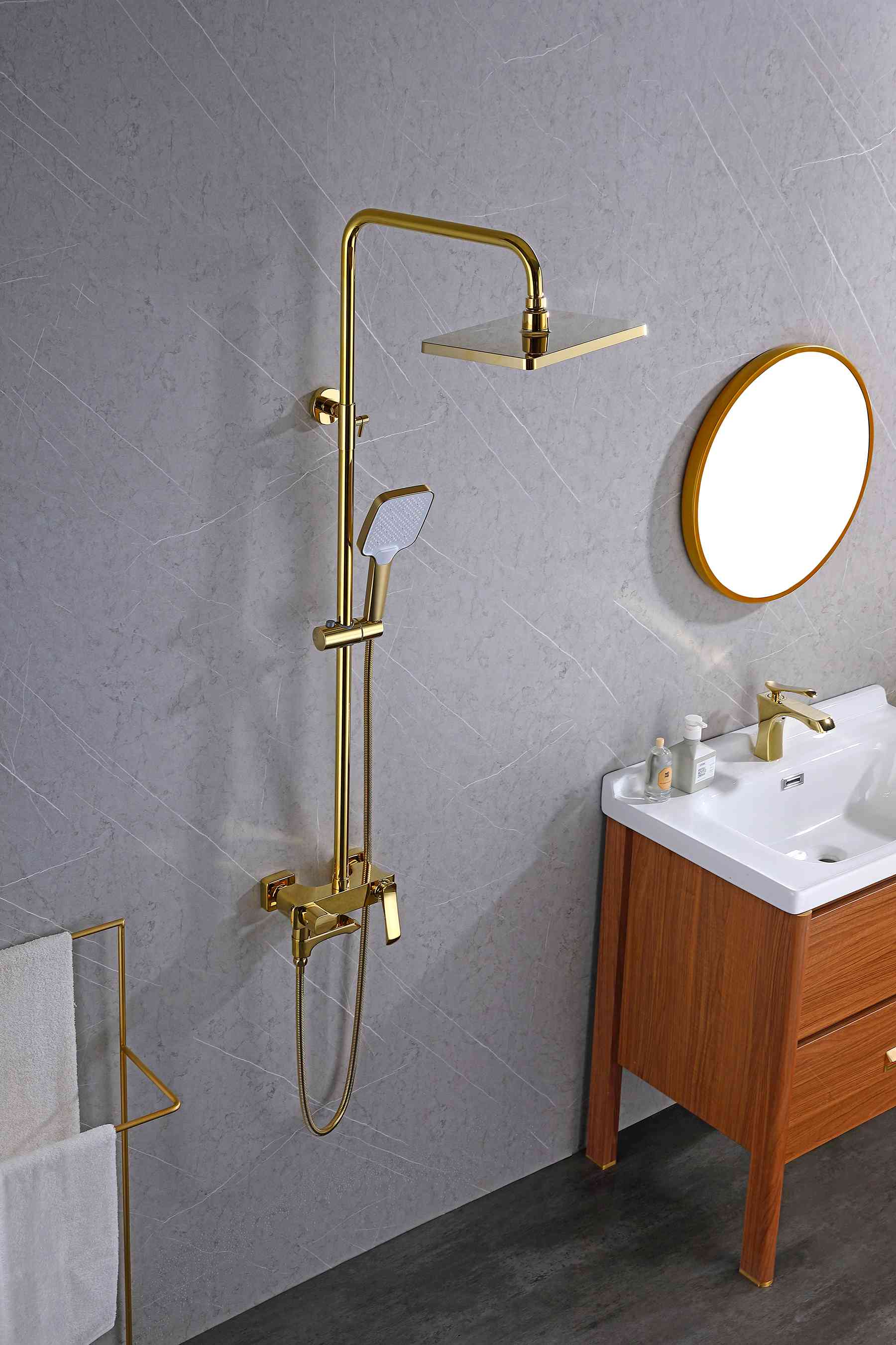 Gold Brass Shower Set
