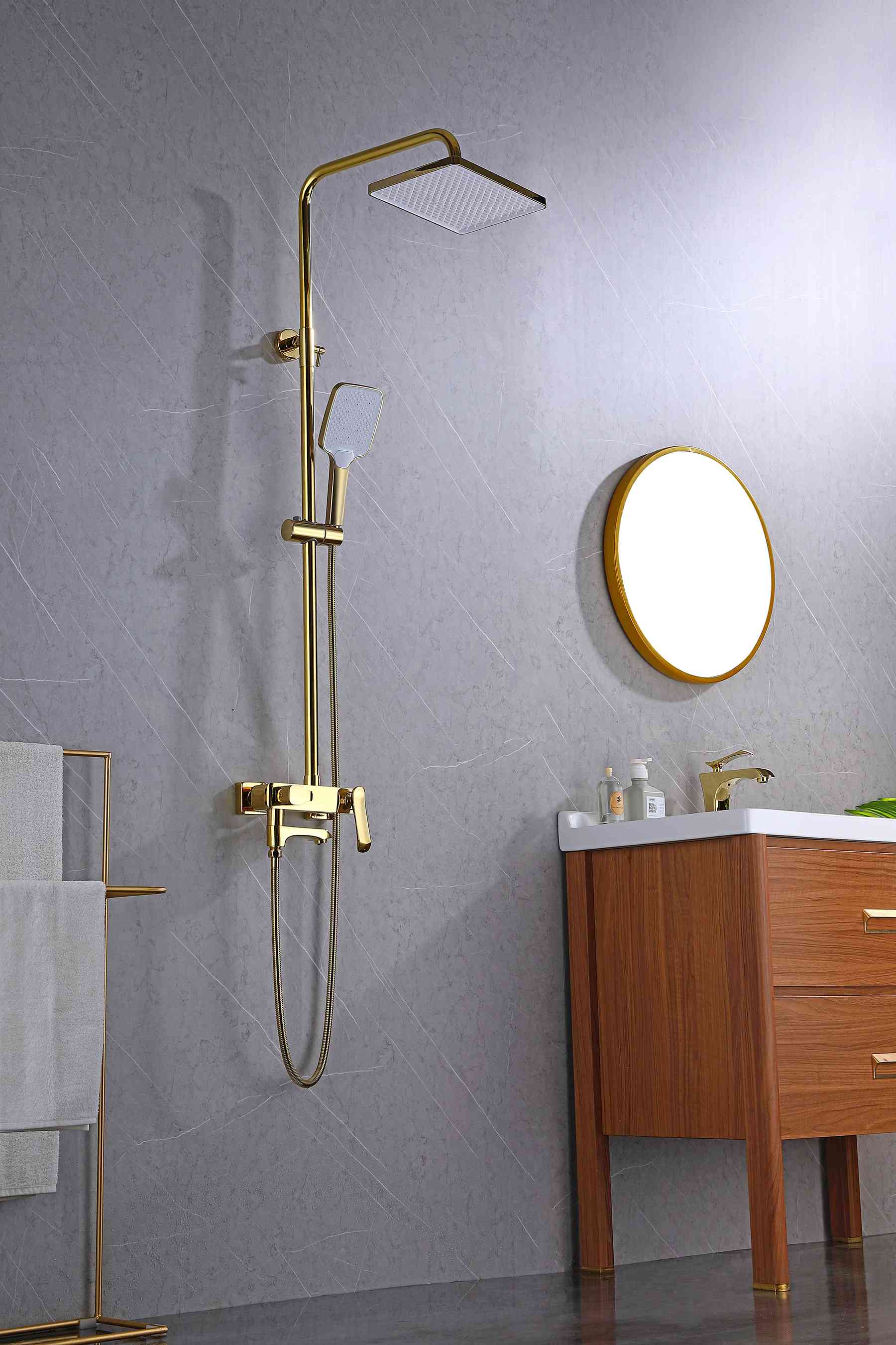 Gold Brass Shower Set