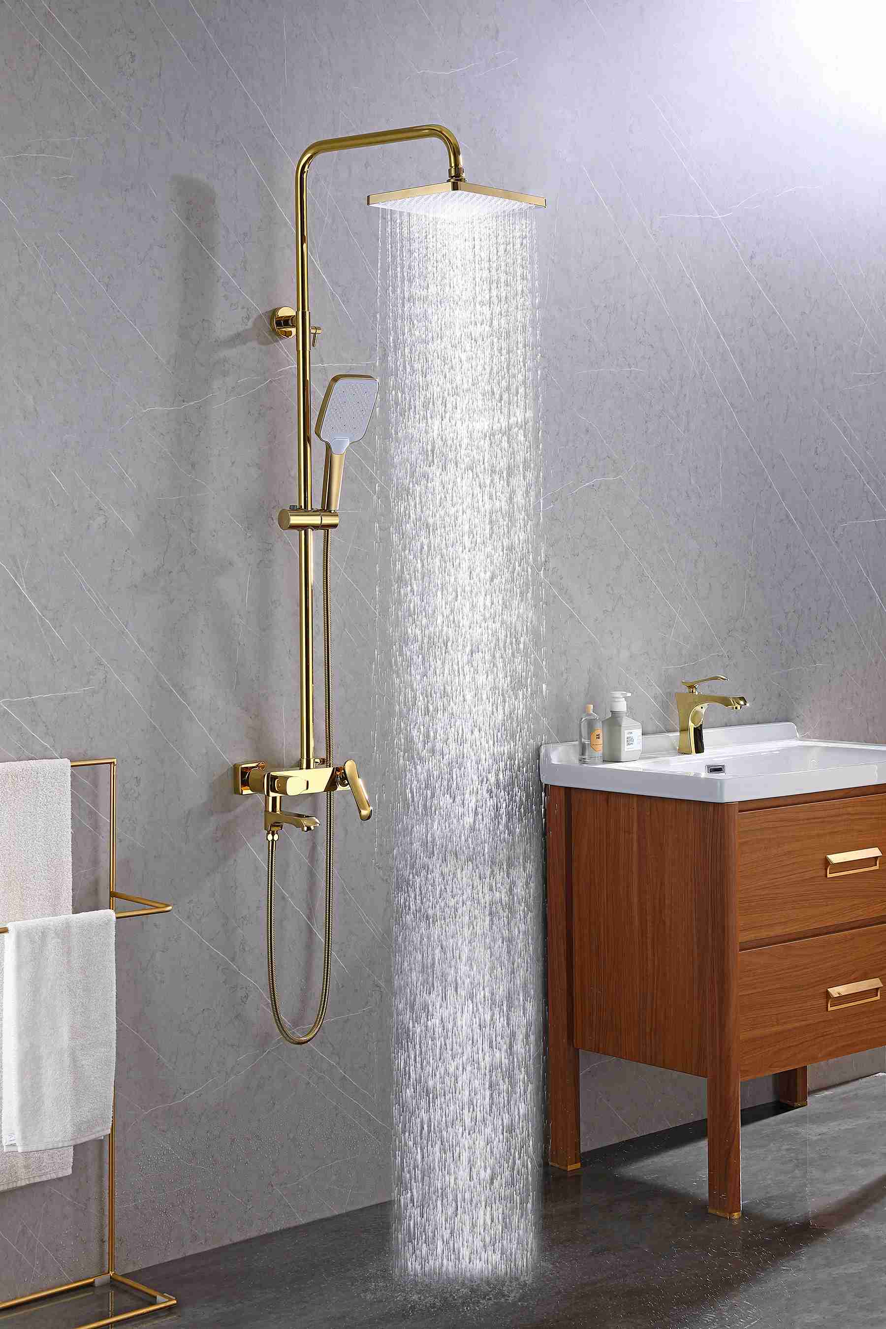Gold Brass Shower Set