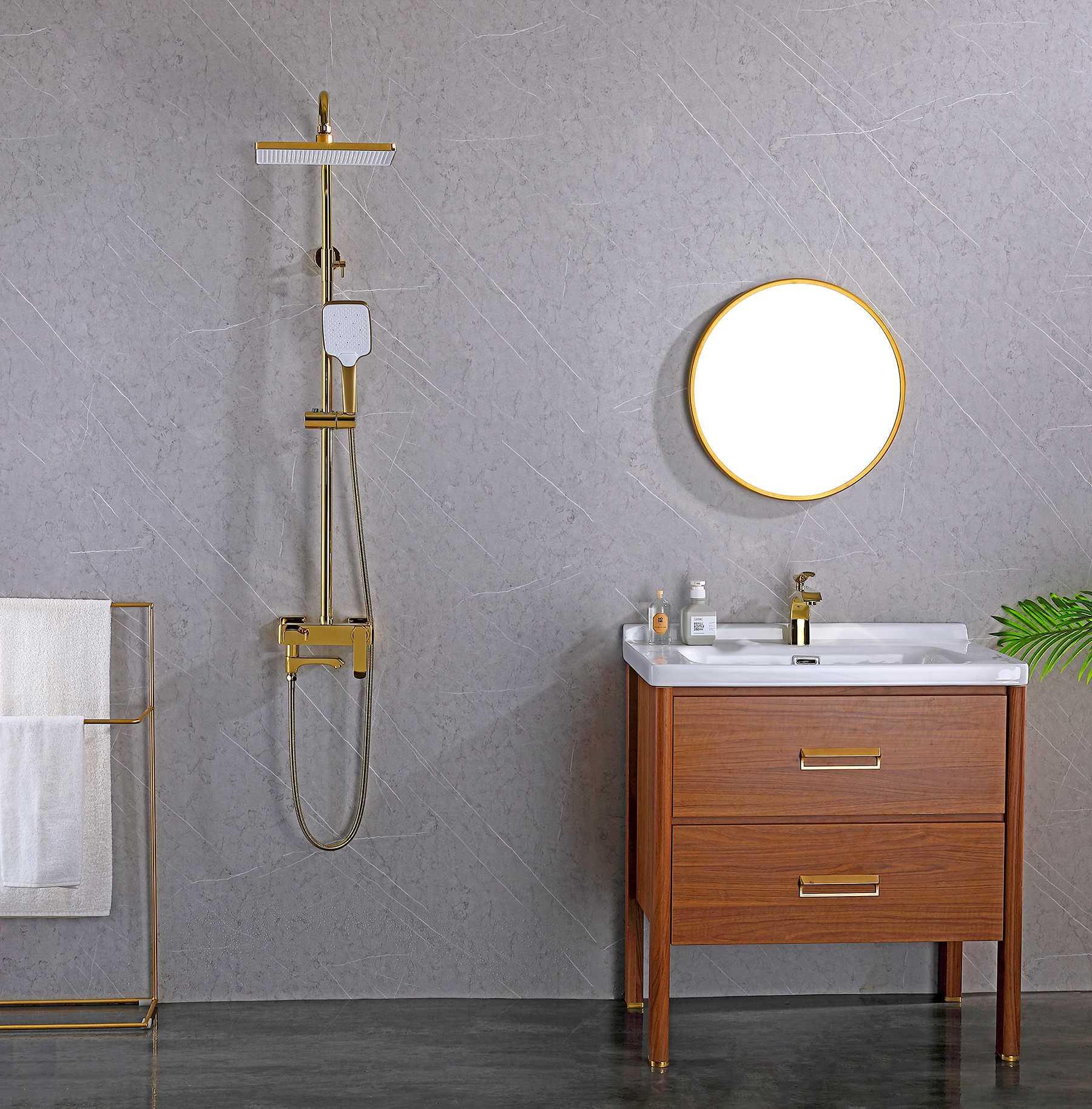 Gold Brass Shower Set