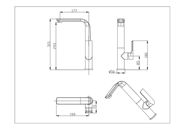 Kitchen Faucet With Black And Chrome Finish