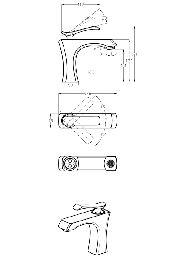 Single Handle Basin Bathroom Faucet with Peeling Technology