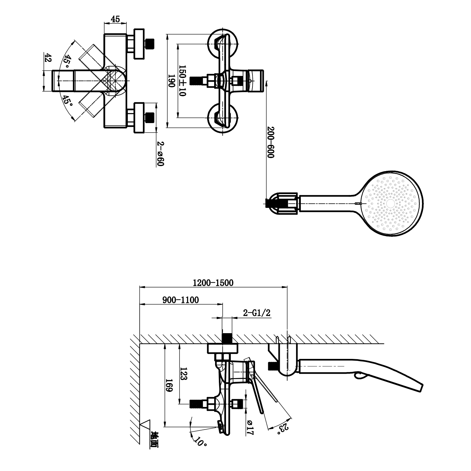 Bathtub Faucet With Handheld Shower