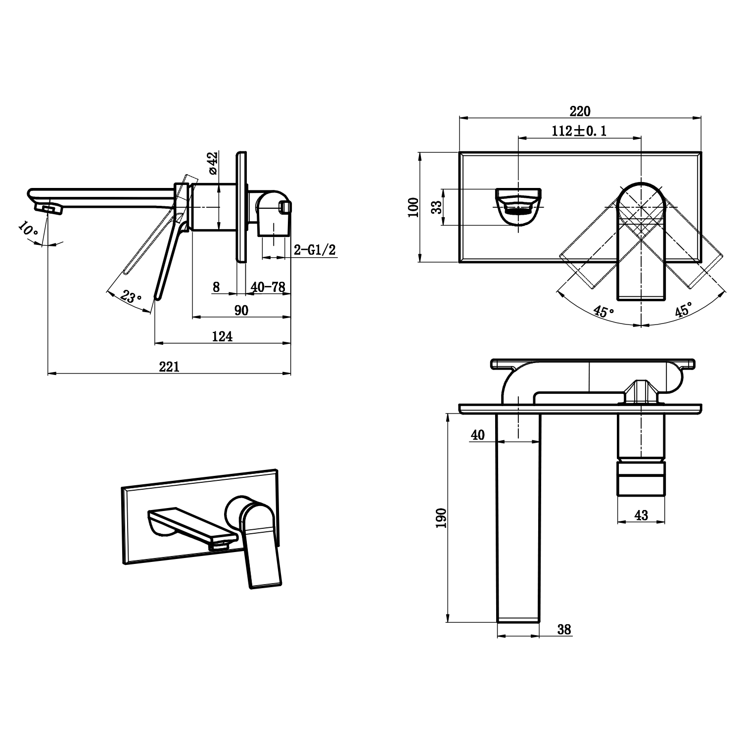 Wall Mount Bathroom Sink Faucet