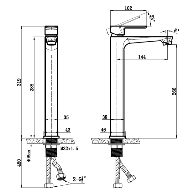 Black Tall Basin Tap